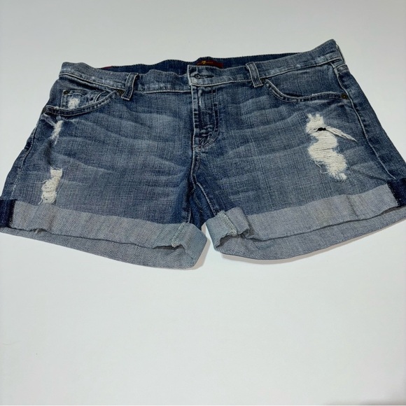 7 for all mankind Denim Distressed Jean Shorts Size 28